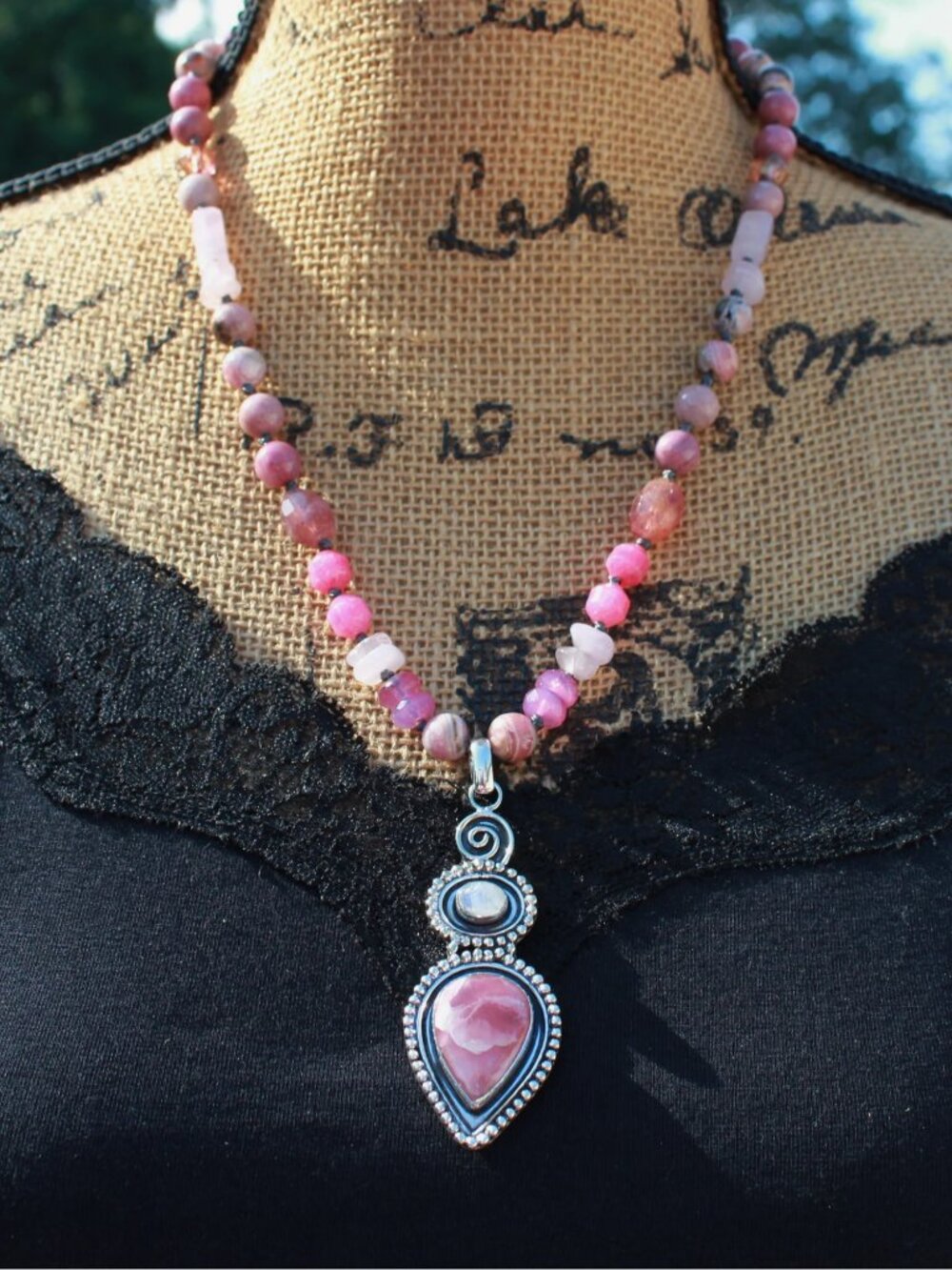 Rhodochrosite Beaded Gemstone Necklace